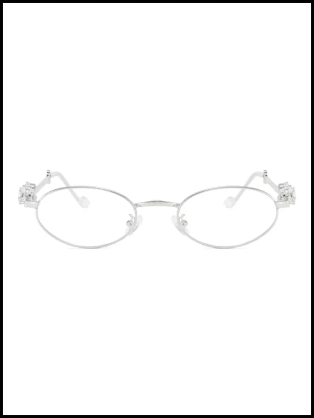 Oval Rhinestone Sunglasses Metal Frame Retro Fashion Punk UV400 Protection